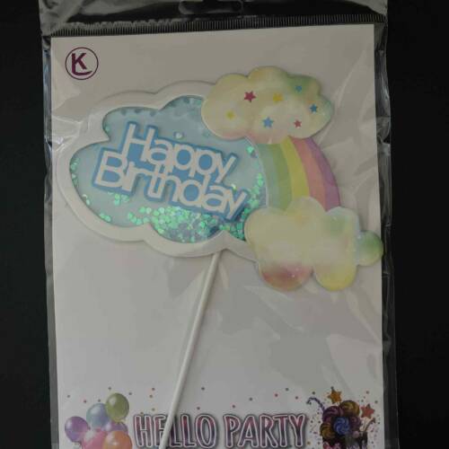 Топер за торта "Happy Birthday" BLUE