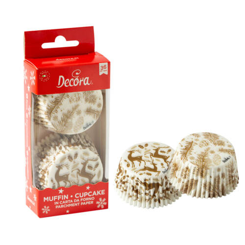 Хартиени форми за мъфини “Gold Elegant Christmas” - Decora