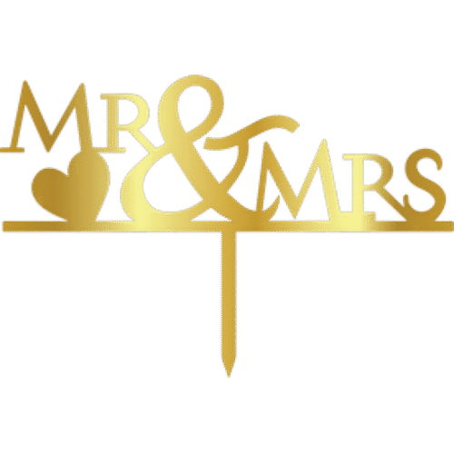 Топер за торта "mr&mrs" ЗЛАТНО