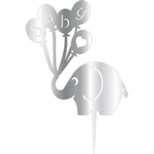 Топер за торта "baby elephant" СРЕБЪРНО