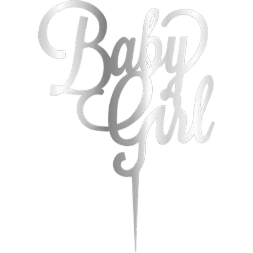 Топер за торта "baby girl" СРЕБЪРНО