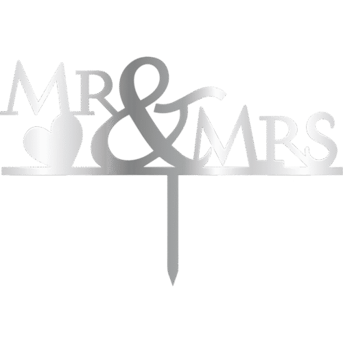 Топер за торта "mr&mrs" СРЕБЪРНО