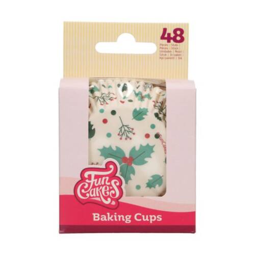Хартиени формички за печене “Holly Leaf” – 48 бр - FunCakes