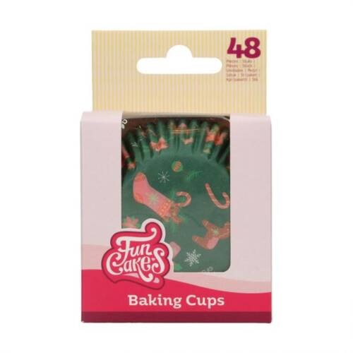 Хартиени формички за печене “Christmas” зелени – 48 бр - FunCakes