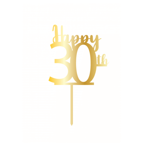 Топер за торта ЗЛАТНО "Happy 30th"
