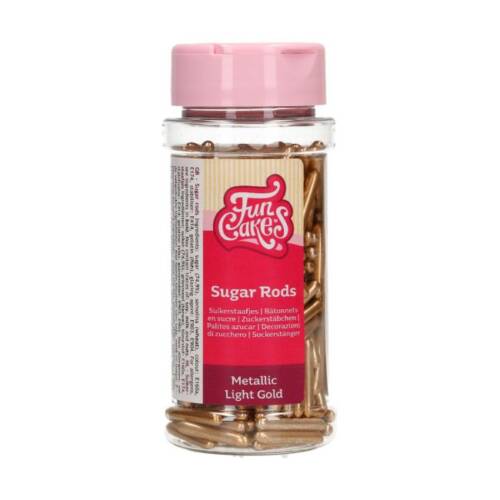 Захарни декорации FunCakes – METALLIC SUGAR RODS XL LIGHT GOLD 70 G