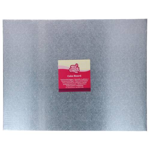 Подложка за торта правоъгълна - сребърна - Silver – 45 x 35 см, 3 мм FunCakes