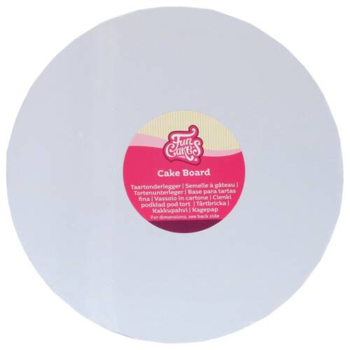Подложка за торта – ф25 см – Бяла -White - 3мм -  FunCakes